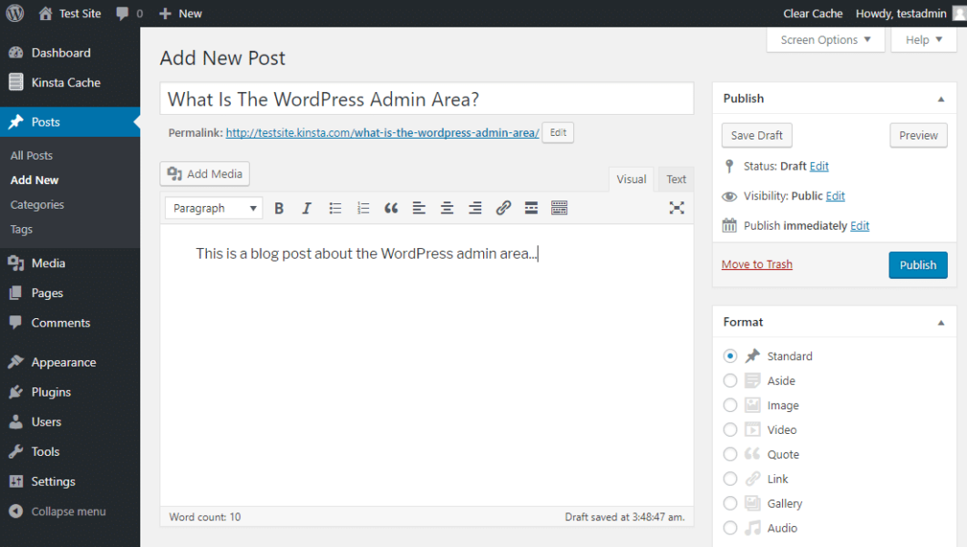 Wordpress login panel