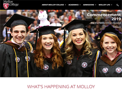 Molloy University home page screenshot